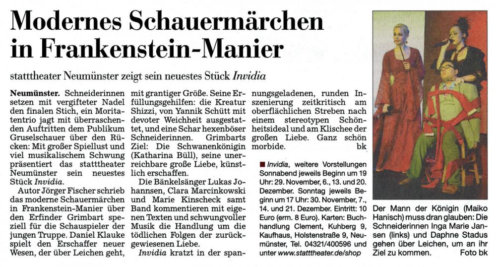 Invidia, Kieler Nachrichten, 03.11.2014